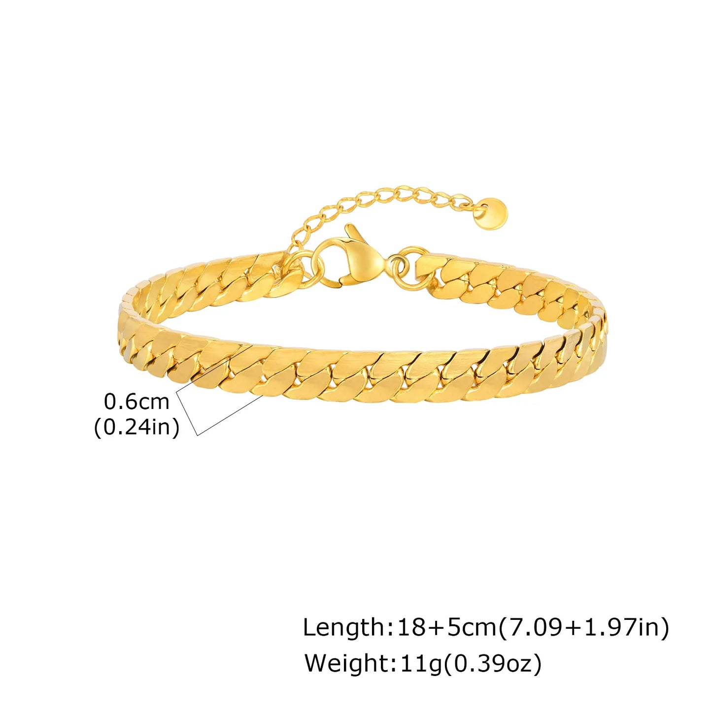 Flat Cuban Chain Bracelets for Men Boys,Adjustable Stainless Steel Links Wristband,Classic Male Accessories Jewelry Gifts