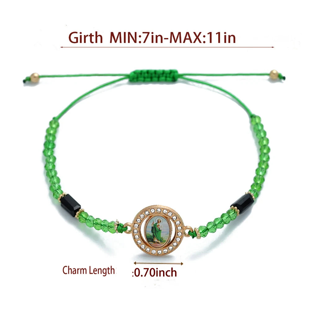 12Pcs Mexican Bracelet Virgin Mary Bracelet San judas tadeo Bracelet Handmade Religious Prayer Jewelry Gift For Women Men Girls