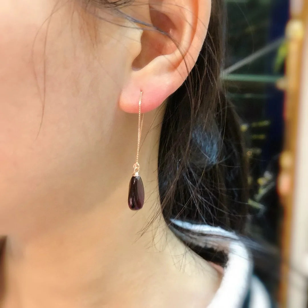 925 Silver Mexican Natural Red Blue Amber Jewelry Set Certificate 18K Rose Gold Teardrop Ear Thread Long Dangle Earring Necklace