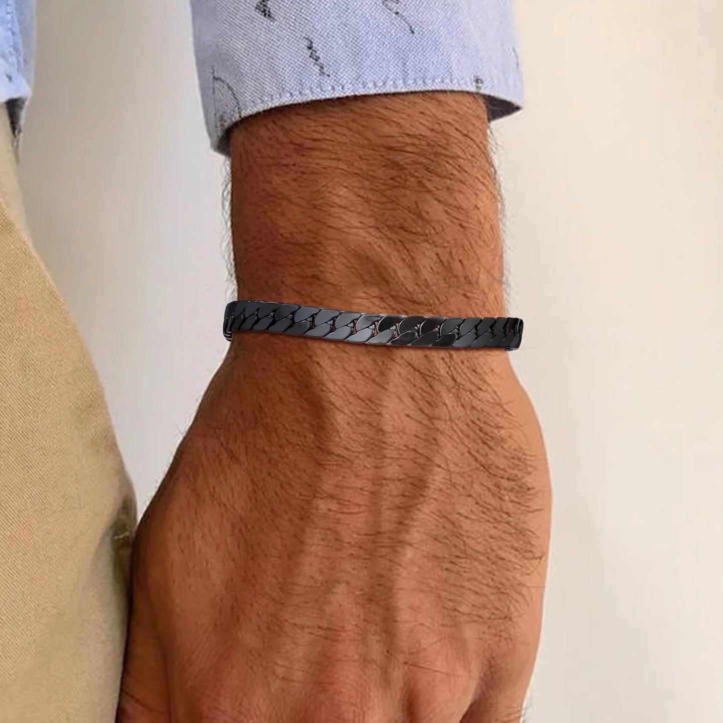 Flat Cuban Chain Bracelets for Men Boys,Adjustable Stainless Steel Links Wristband,Classic Male Accessories Jewelry Gifts