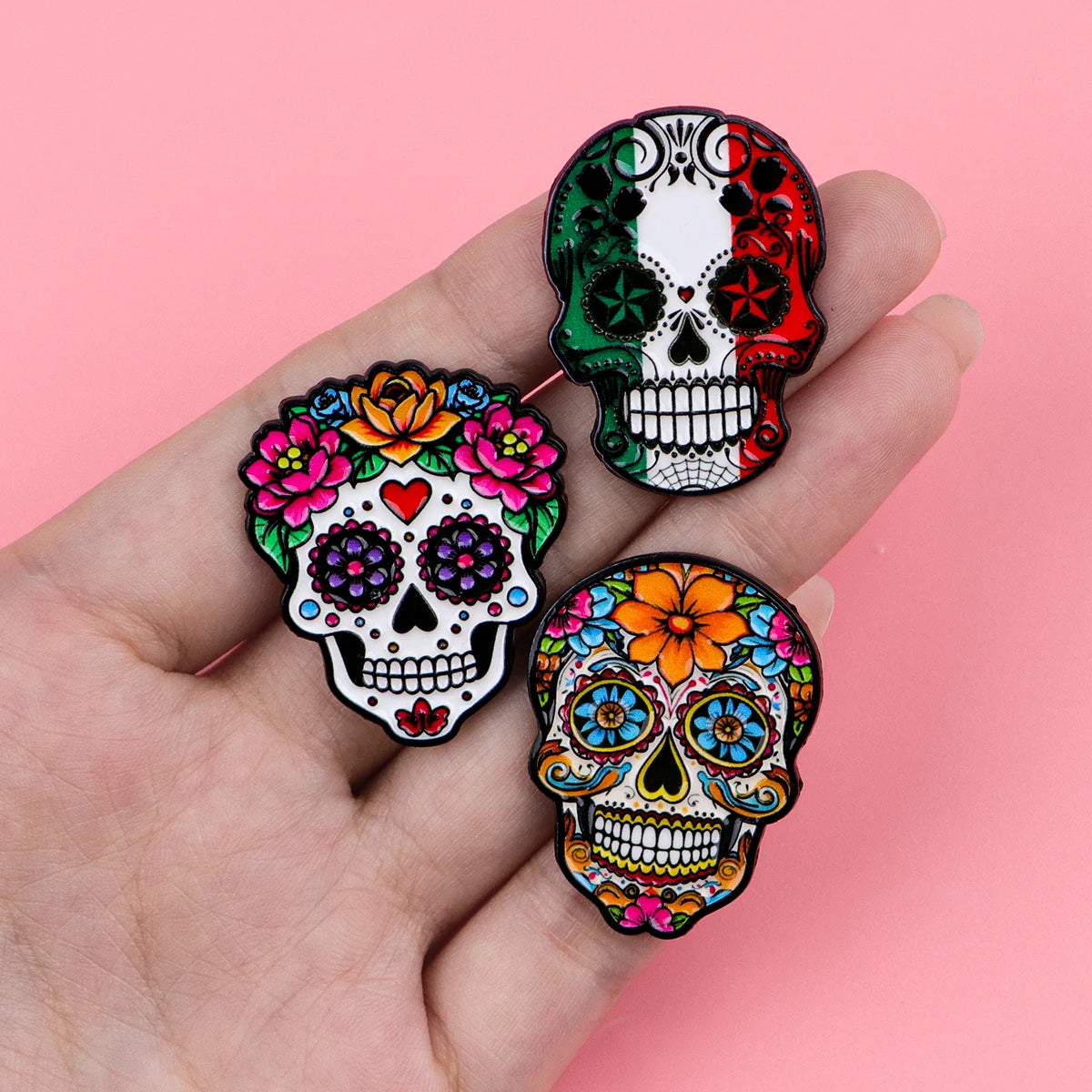 Mexican Skull Enamel Pins Punk Brooches Badge Lapel Pin For Backpack Clothes Accessories Fashion Jewelry Birthday Gifts