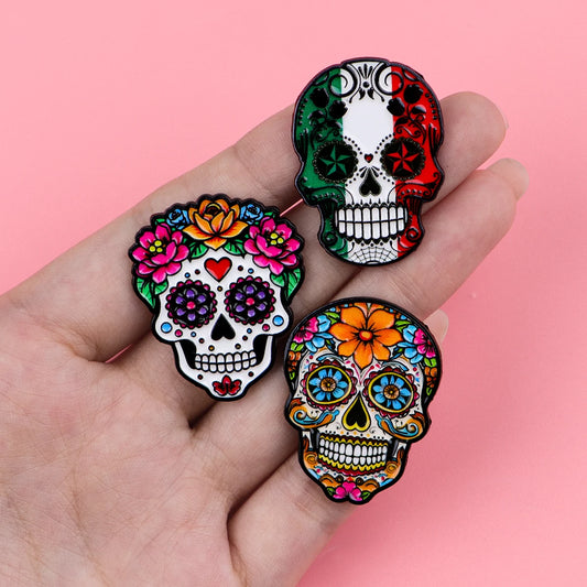 Mexican Skull Enamel Pins Punk Brooches Badge Lapel Pin For Backpack Clothes Accessories Fashion Jewelry Birthday Gifts