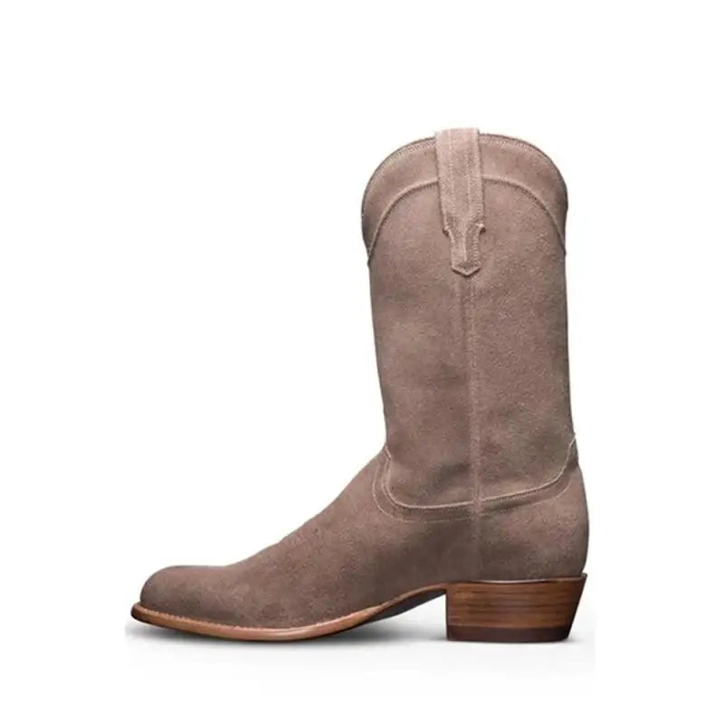 Men's Suede Western Cowboy Boots Square Toe with Cuban Heel for Fall/winter Rodeos & Timeless Country Fashion Statements