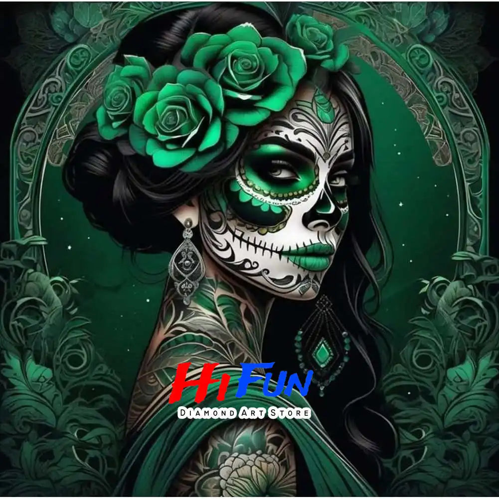Full Diamond Painting Kits for Adults Kids Beginners DIY Dia De Los Muertos Floral Sugar Skull Art Paint By Gems Crafts Decor