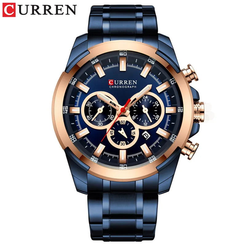 CURREN Man WristWatch Waterproof Chronograph Men Watch Military Top Brand Luxury Gold New Stainless Steel Sport Male Clock 8361