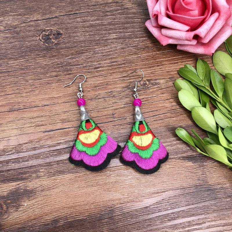 Embroidered Traditional Mexican Earrings Handmade Mexican Embroidered Earrings EAR1000272