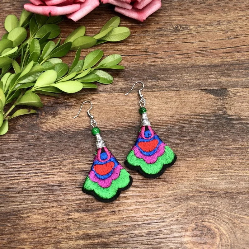 Embroidered Traditional Mexican Earrings Handmade Mexican Embroidered Earrings EAR1000272