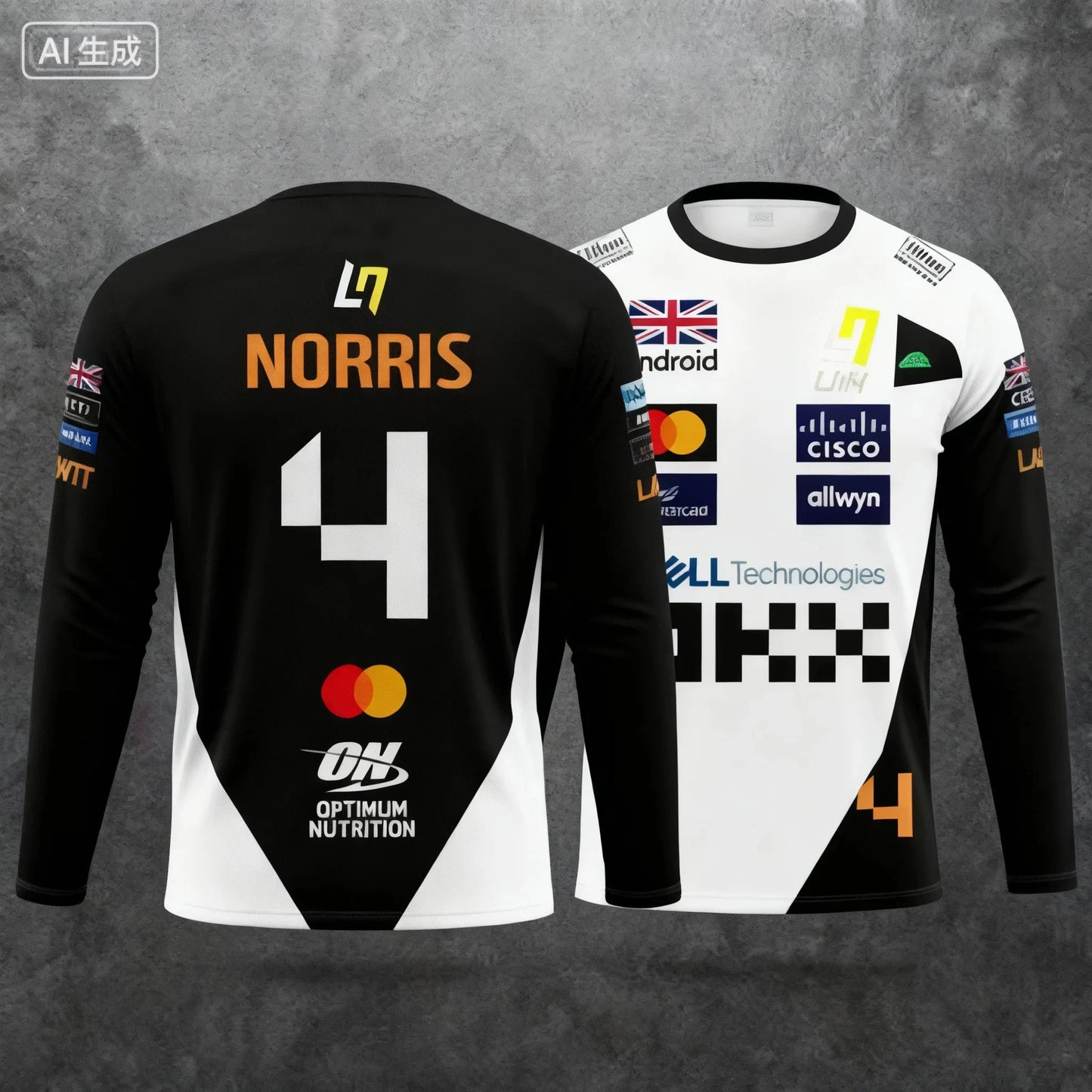 2026 New Lando Norris No.4 Racing Style Long-Sleeve T-Shirt - Extreme Sport Racing Suit, Breathable Athletic Wear for Motorsport