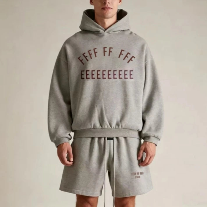 BACK TO SCHOOL Men's Hoodies Luxury Design Double Row Printed Letter Oversized Hoodies High Street Couple Velvet Pants Set