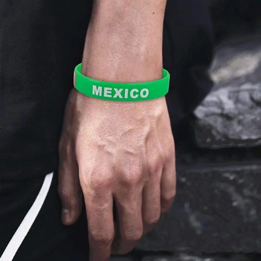 2pcs Mexico Flag Silicone Bracelet Sport Wristbands Mexican Wrist Strap Handband Men Women Rubber Band for Fashion Accessories