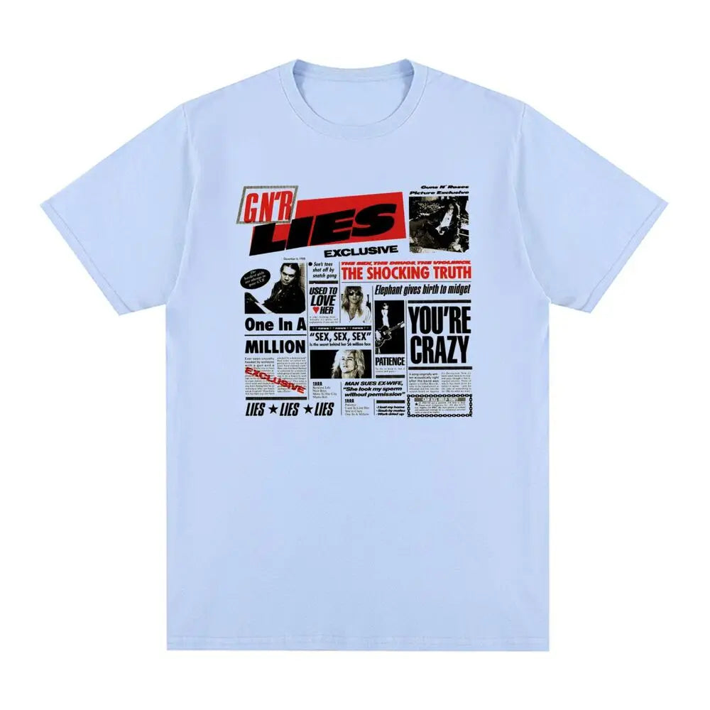 Guns N Rose Rock N Roll Vintage T-shirt Clothing Music Band Cotton Men T shirt New Tee Tshirt Womens Tops