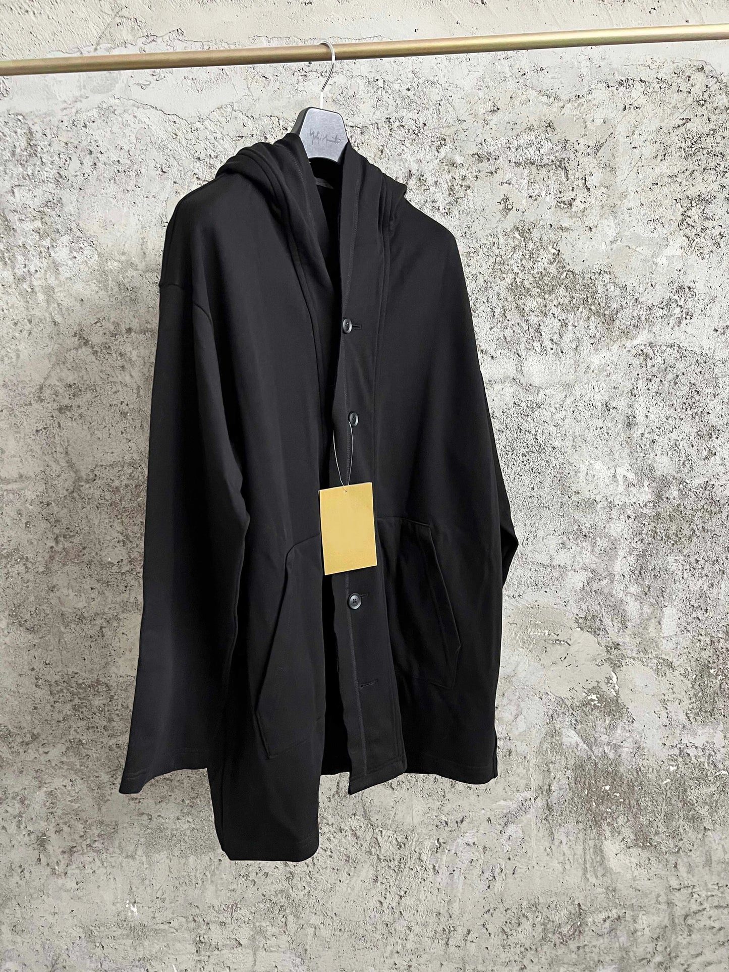 TOP-YAMAMOTO original design cotton fringed hooded large pocket zipper jacket loose button sweatshirt black