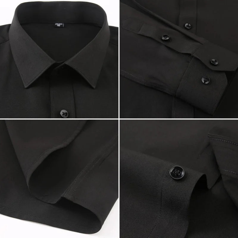 Men Shirt Long Sleeves Dress Shirts For Men Slim Fit Camisa Social Business Blouse White Blue Office Shirt Men Clothing 7XL 8XL