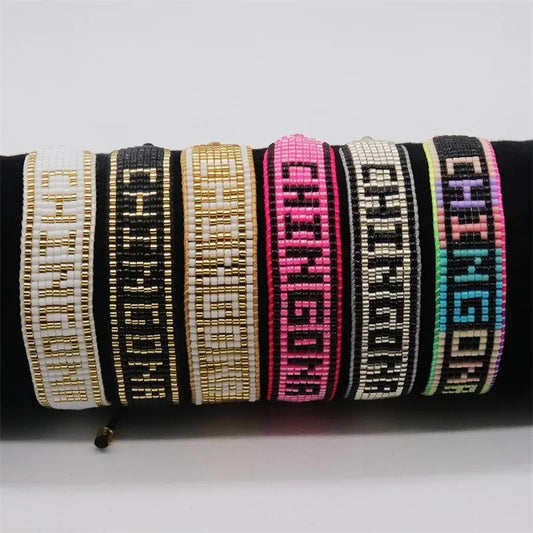 ALIYA Fashion Mexican Beads Bracelet New CHINGONA Letter Bracelets Jewelry Handmade Loom Armband Pulseras for Women Gifts