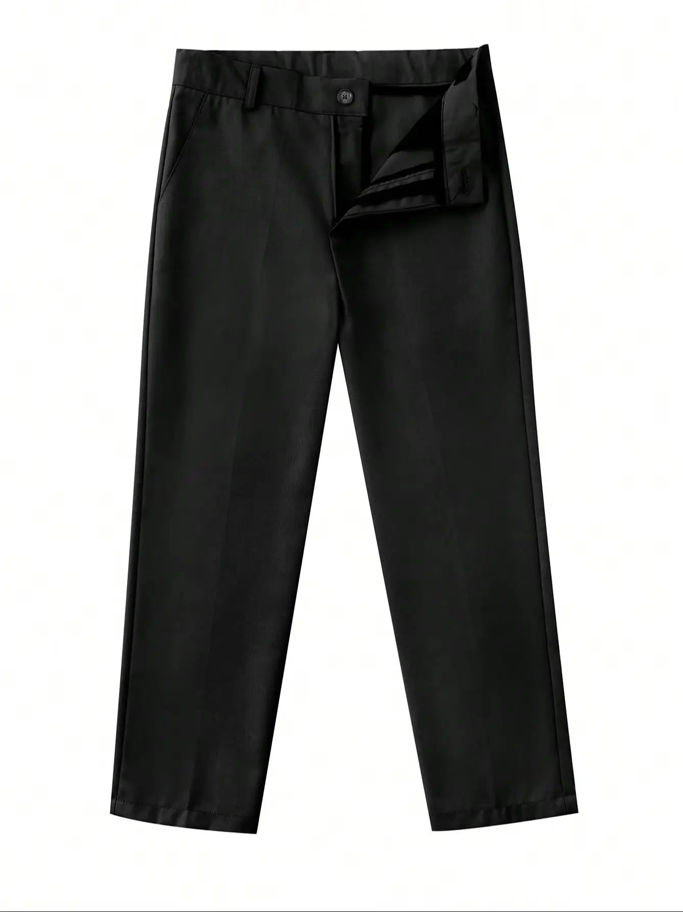 Tween Boy Back To School Season Black Single Breasted Long Pants, Boy Youth School Uniforms
