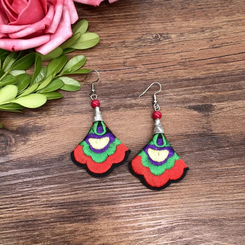 Embroidered Traditional Mexican Earrings Handmade Mexican Embroidered Earrings EAR1000272