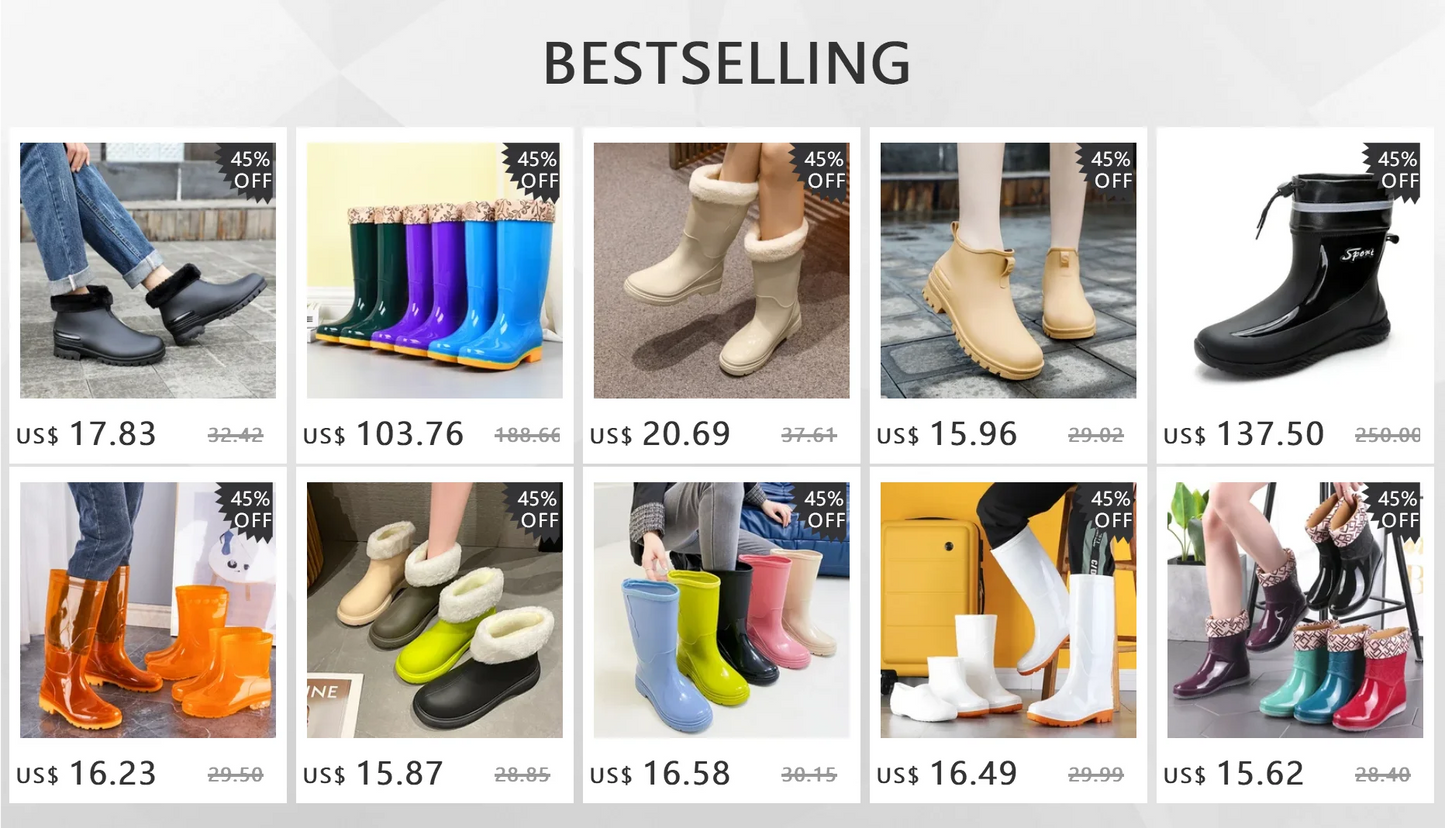 Botas Mujer Women's Boots Outdoor Women Rain Boots New Four Seasons Non-slip Wear-resistant Ladies Waterproof Shoes